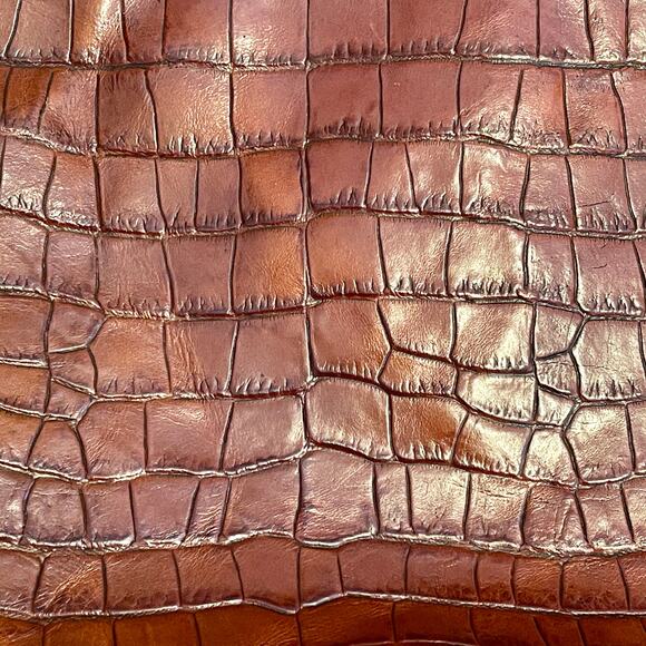 Valerie Stevens Alligator Embossed Handbag Brown Leather 0.01=S-1495 - Picture 10 of 11